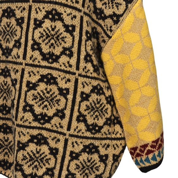 Zara Sweater Grandmacore Neckline Jacquard Patchwork Women Yellow Women XS - S - Picture 8 of 10